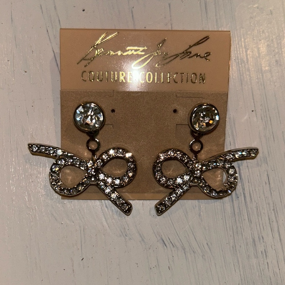 Kenneth Jay Lane earrings couture collection CZ bows